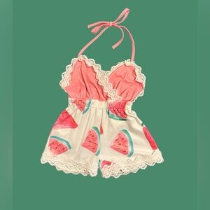Watermelon Print Halter Romper